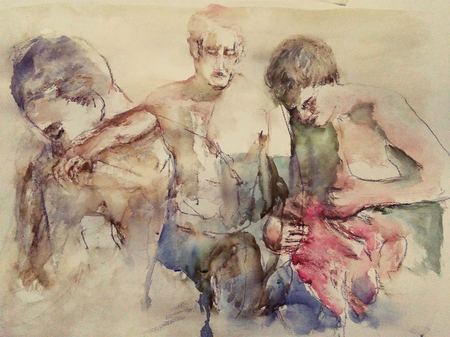 Waiting Hoper, original Human Figure Watercolor Painting by CARLA GONCALVES