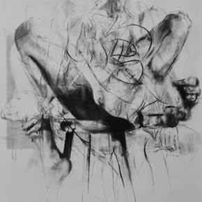 Erota (seated muse'2), original N&B charbon Dessin et illustration par Juan Domingues