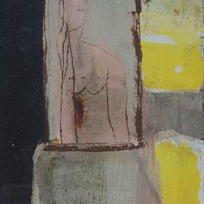 Figure in Yellow, Pintura Técnica Mista Abstrato original por Irene Maria-Amerbacher