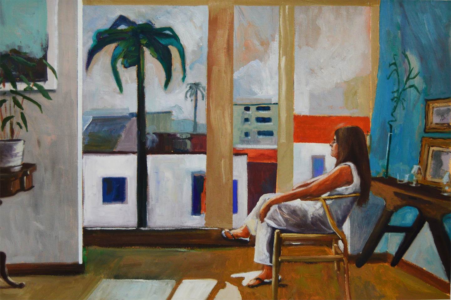 Dreaming with the view, original Femme Pétrole La peinture par Gabriel Garcia