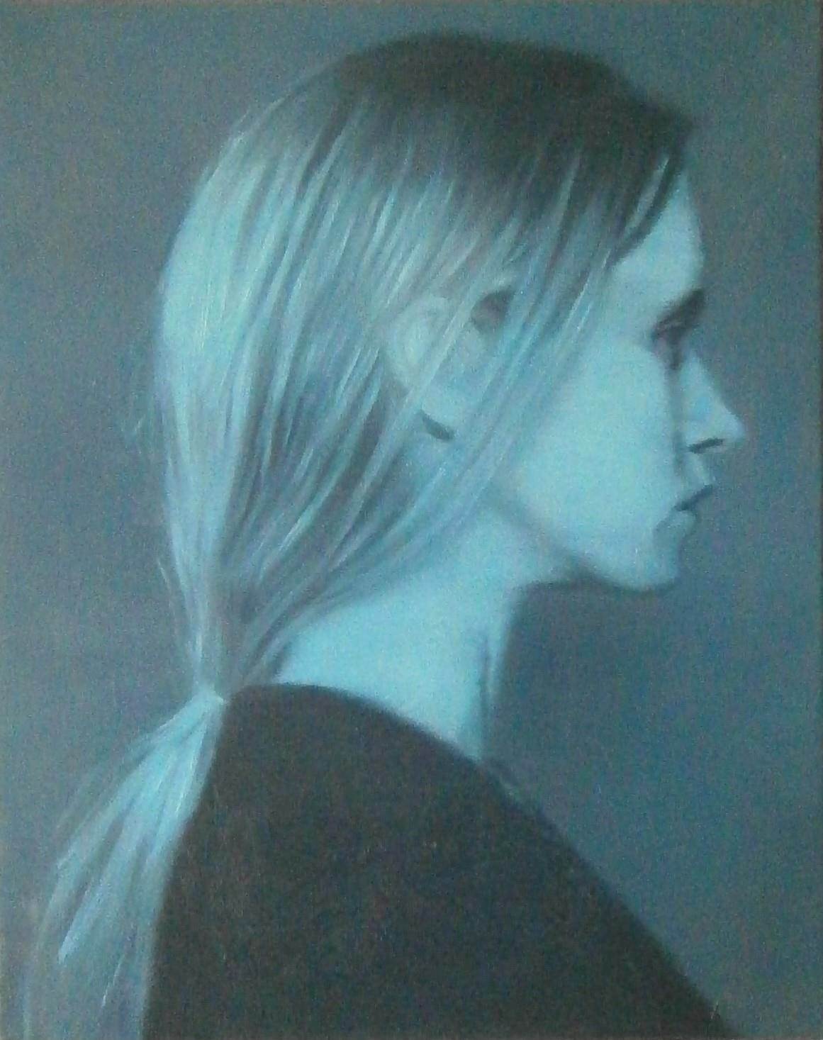 profil en bleu, original Human Figure  Painting by Ricardo Gonçalves
