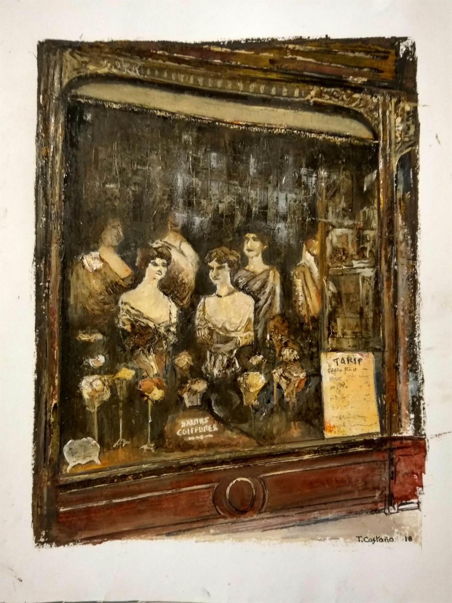 Salón de Belleza-New York 1930, original   Painting by TOMAS CASTAÑO