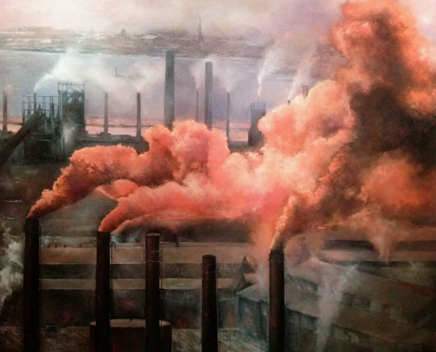Contaminación industrial., original   Painting by TOMAS CASTAÑO