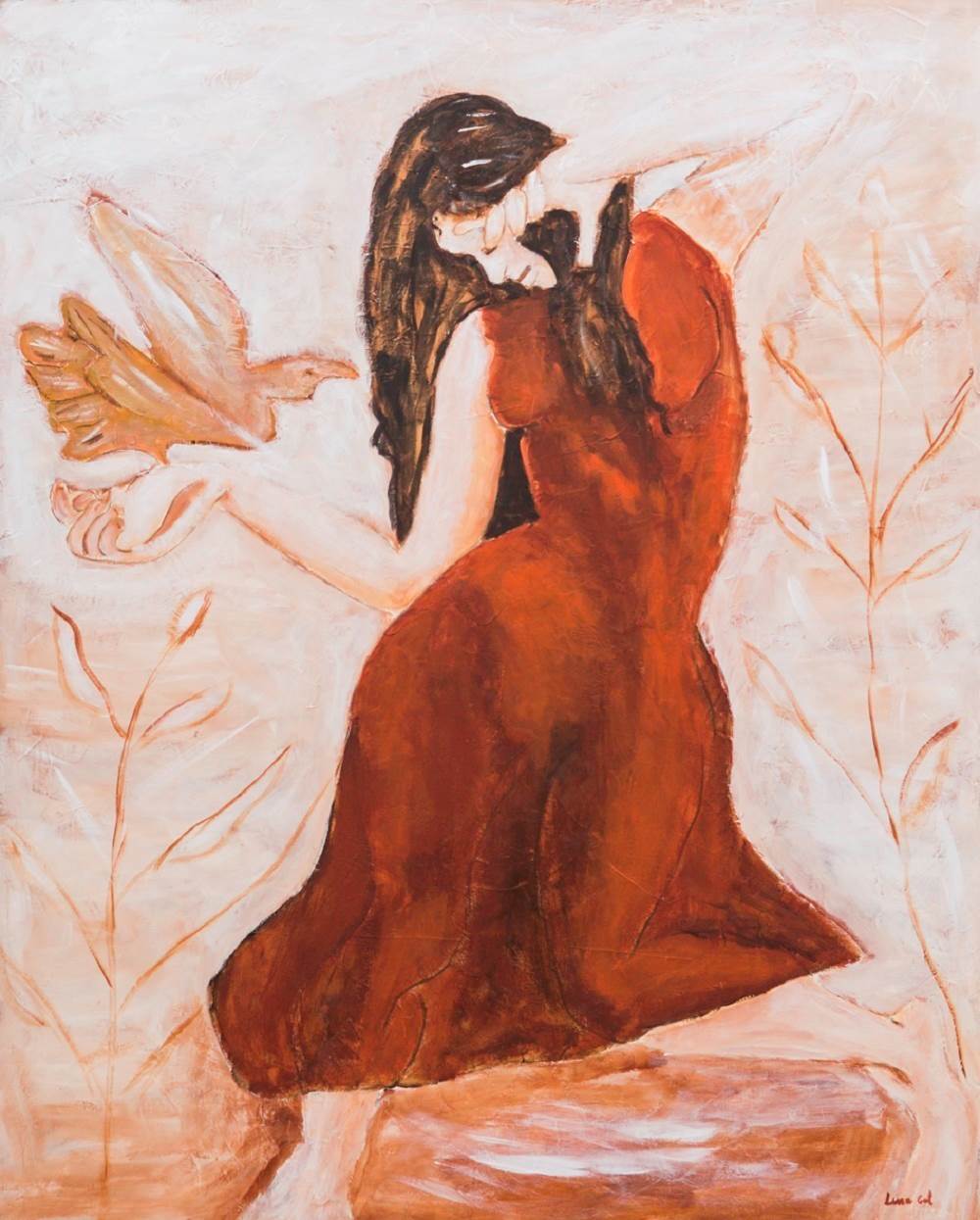 Deusa da natureza, original Figura humana Acrílico Pintura de Lena Gal
