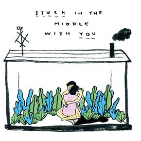  Here I am stuck in the middle with you, original Human Figure Printing Drawing and Illustration by Shut Up  Claudia