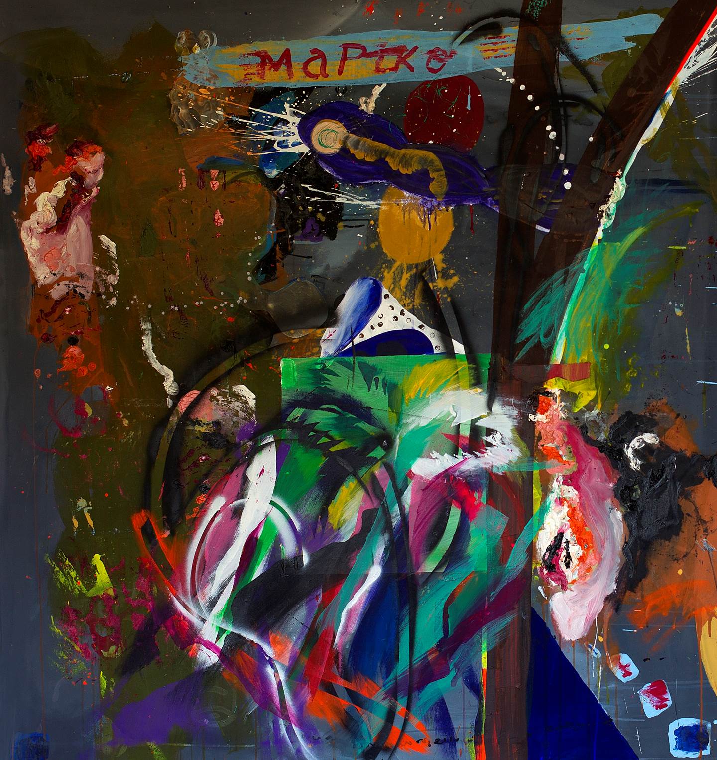 Mapiko, original Abstract Mixed Technique Painting by Ilídio Candja Candja