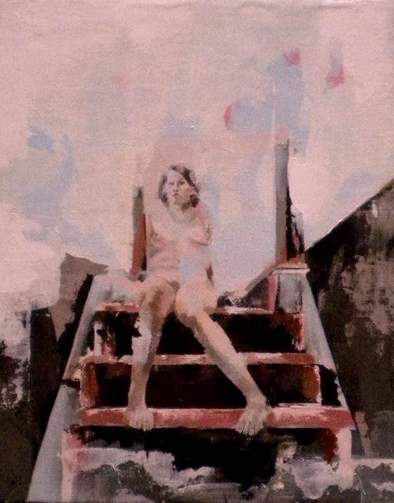 Esperando nas escadas., original Human Figure 0 Painting by JOAO LUIS DE TEIXEIRA