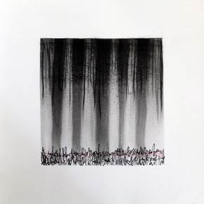 Drawn Inward IV, original Abstrait charbon Dessin et illustration par Mariana Alves