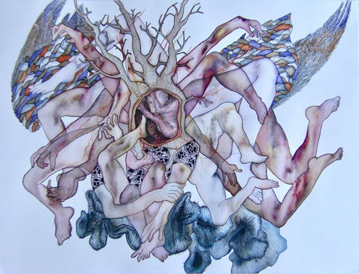 Arbre, original Body Watercolor Drawing and Illustration by Lorinet Julie