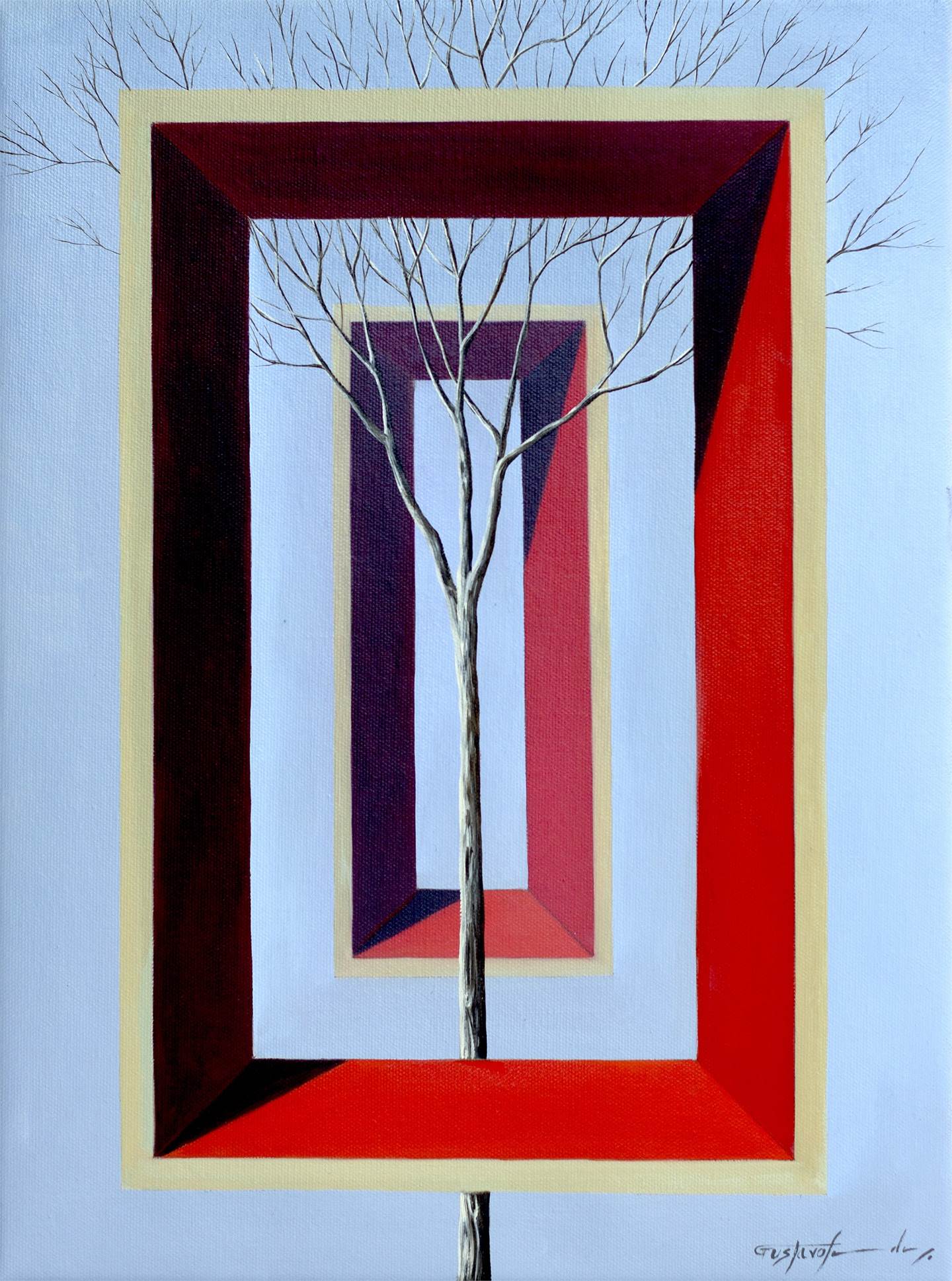 A perspectiva da árvore, original Landscape Oil Painting by Gustavo Fernandes