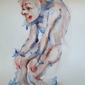 Homem bobo, original Hombre Acuarela Pintura de Adelaide Morgado