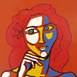 Rapariga dos caracóis vermelhos, original Abstract Acrylic Painting by Hugo Castilho