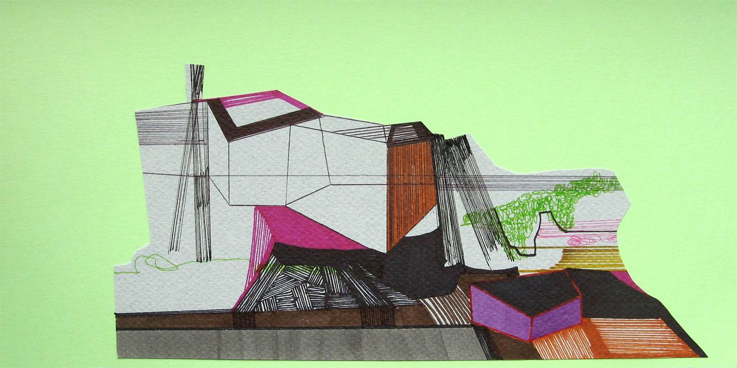 Casa de partida #18, original Géométrique Collage Dessin et illustration par Ana Pais Oliveira