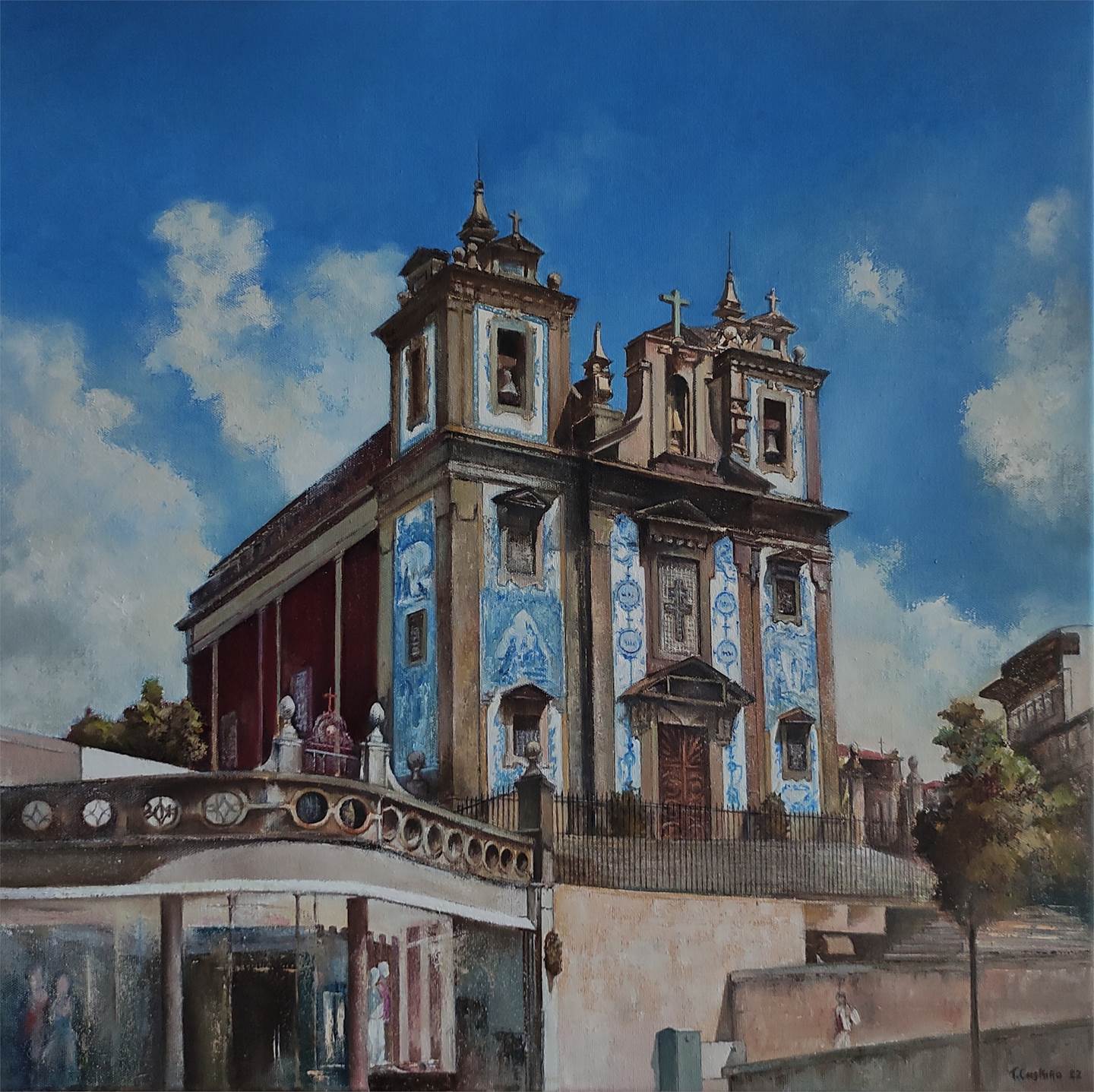 Iglesia de San Ildefonso-Porto, original Paysage Pétrole La peinture par TOMAS CASTAÑO