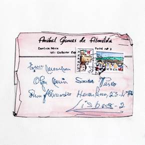 Carta de Angola, original Minimalist Watercolor Drawing and Illustration by Alexandra de Pinho