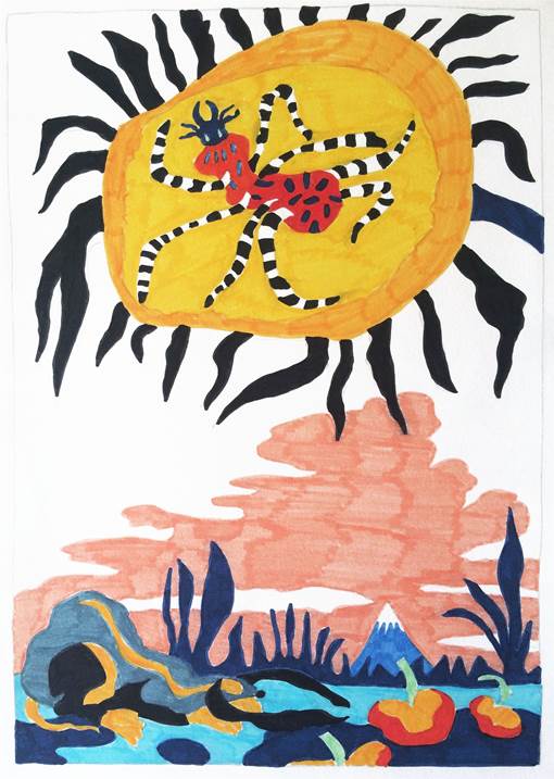 A flor da aranha, original Abstract Pen Drawing and Illustration by Hugo Castilho