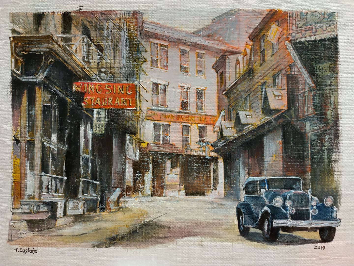 Chinatown New York 1930, original   Painting by TOMAS CASTAÑO