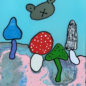 The mushrooms and the cloud #4, original Animaux Acrylique La peinture par Mario Louro