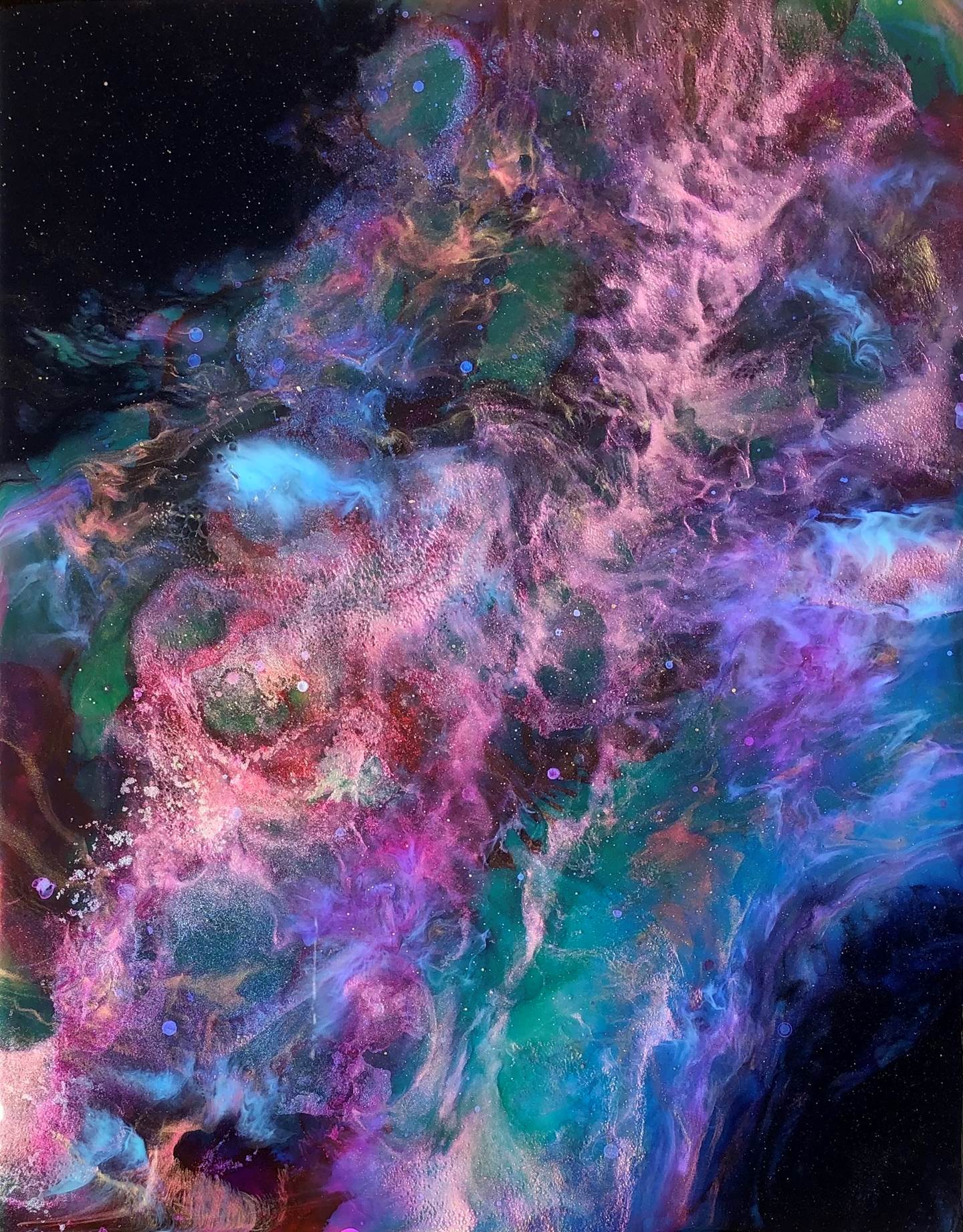 Rosette Nebula: Blooming Darkness, original Animaux Technique mixte La peinture par Tiffani Buteau