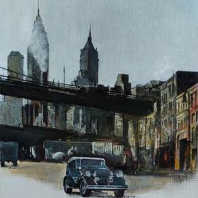 New York 1930s-South Street-Manhattan, original Femme Papier La peinture par TOMAS CASTAÑO