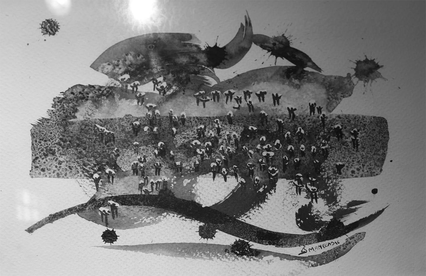 Migrações X, original Abstract Aquatint Drawing and Illustration by Manecas  Camelo