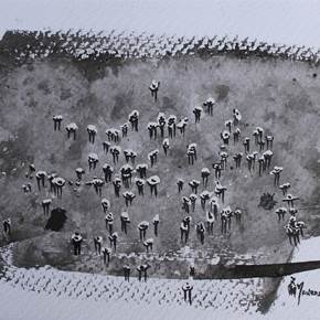 Migrações II, original Petit Aquatinte Dessin et illustration par Manecas  Camelo