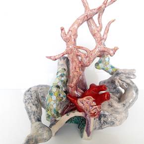 Coeur, original Figure humaine Céramique Sculpture par Lorinet Julie