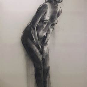 Nude 3, original B&W Canvas Drawing and Illustration by Yorgos Kapsalakis
