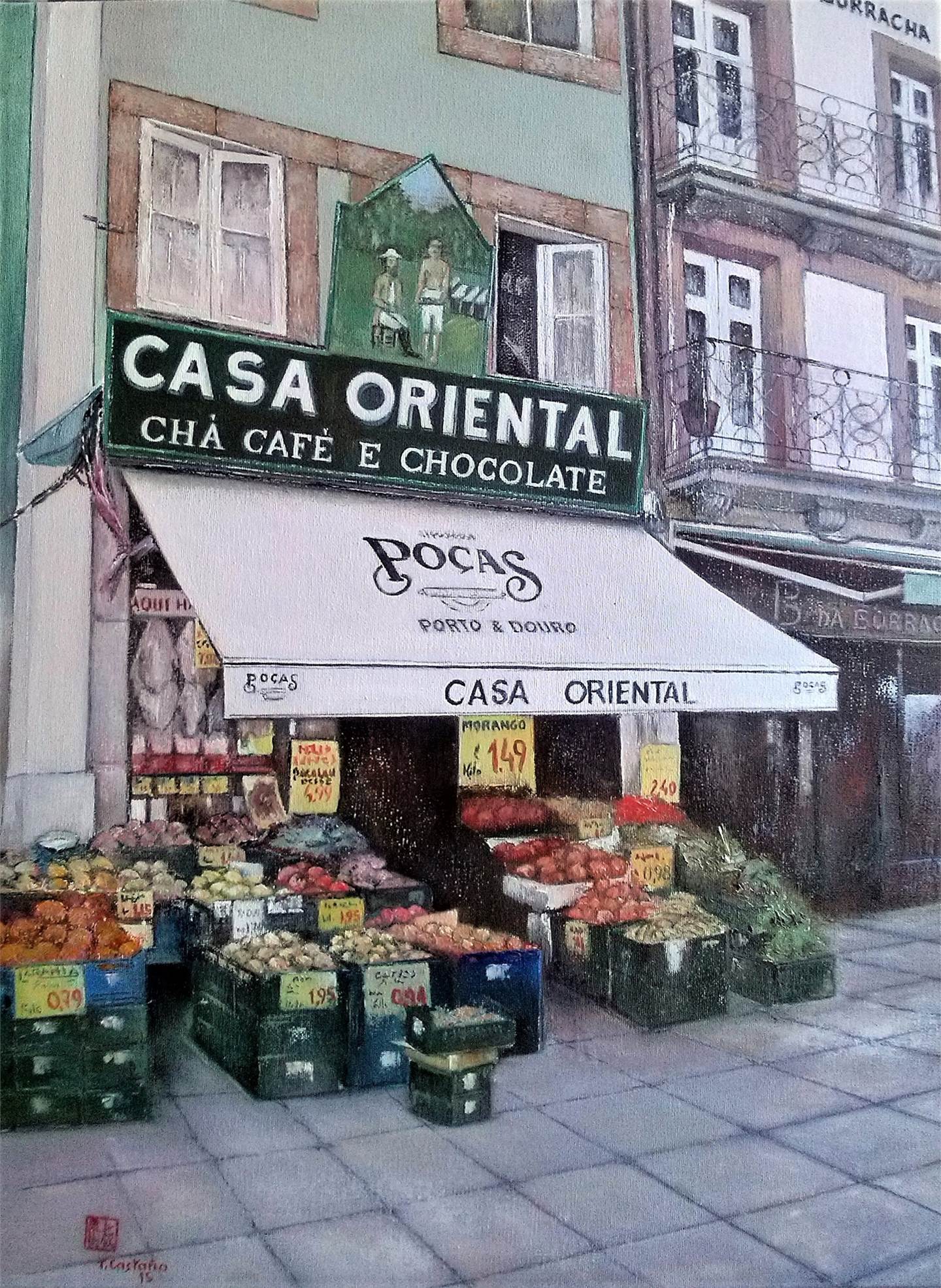 Casa Oriental- Oporto, original Paysage Pétrole La peinture par TOMAS CASTAÑO