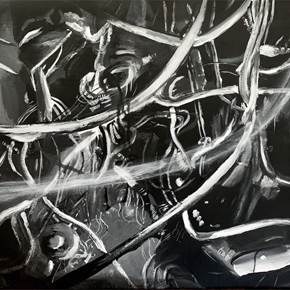 Cables, original Minimalist Acrylic Painting by Qiao Xi