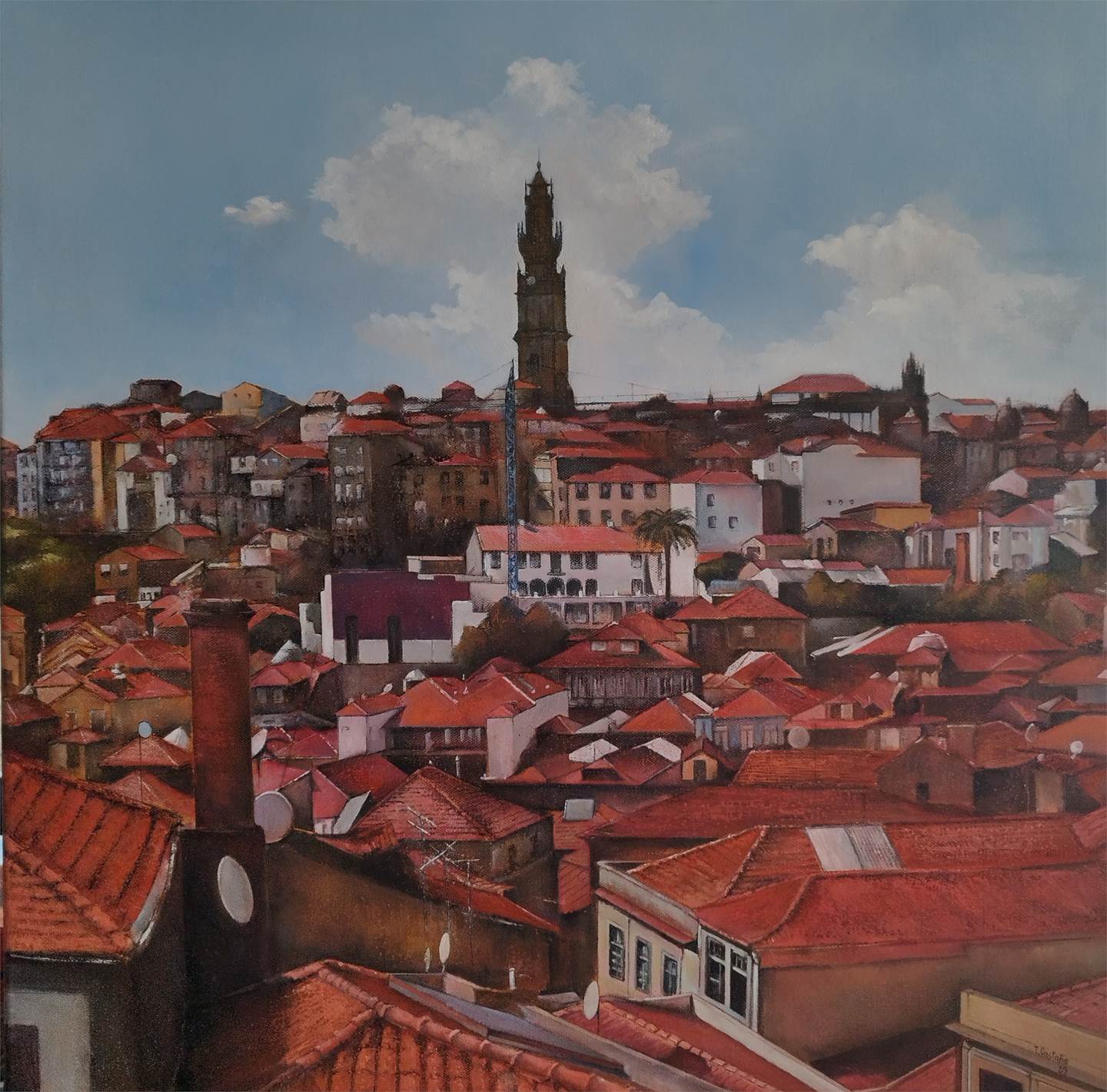 Panorámica de Porto desde la catedral., original   La peinture par TOMAS CASTAÑO
