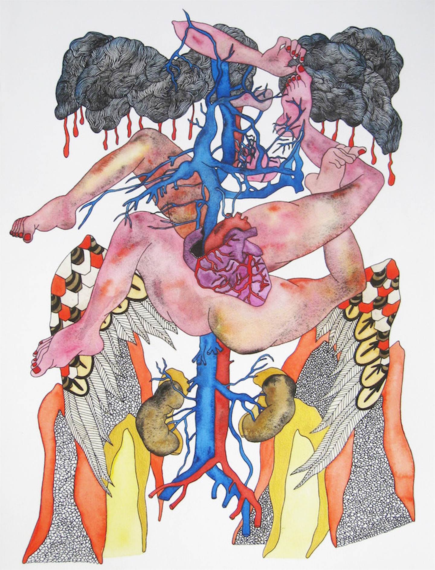 Anatomie 2, original Cuerpo Acuarela Dibujo e Ilustración de Lorinet Julie